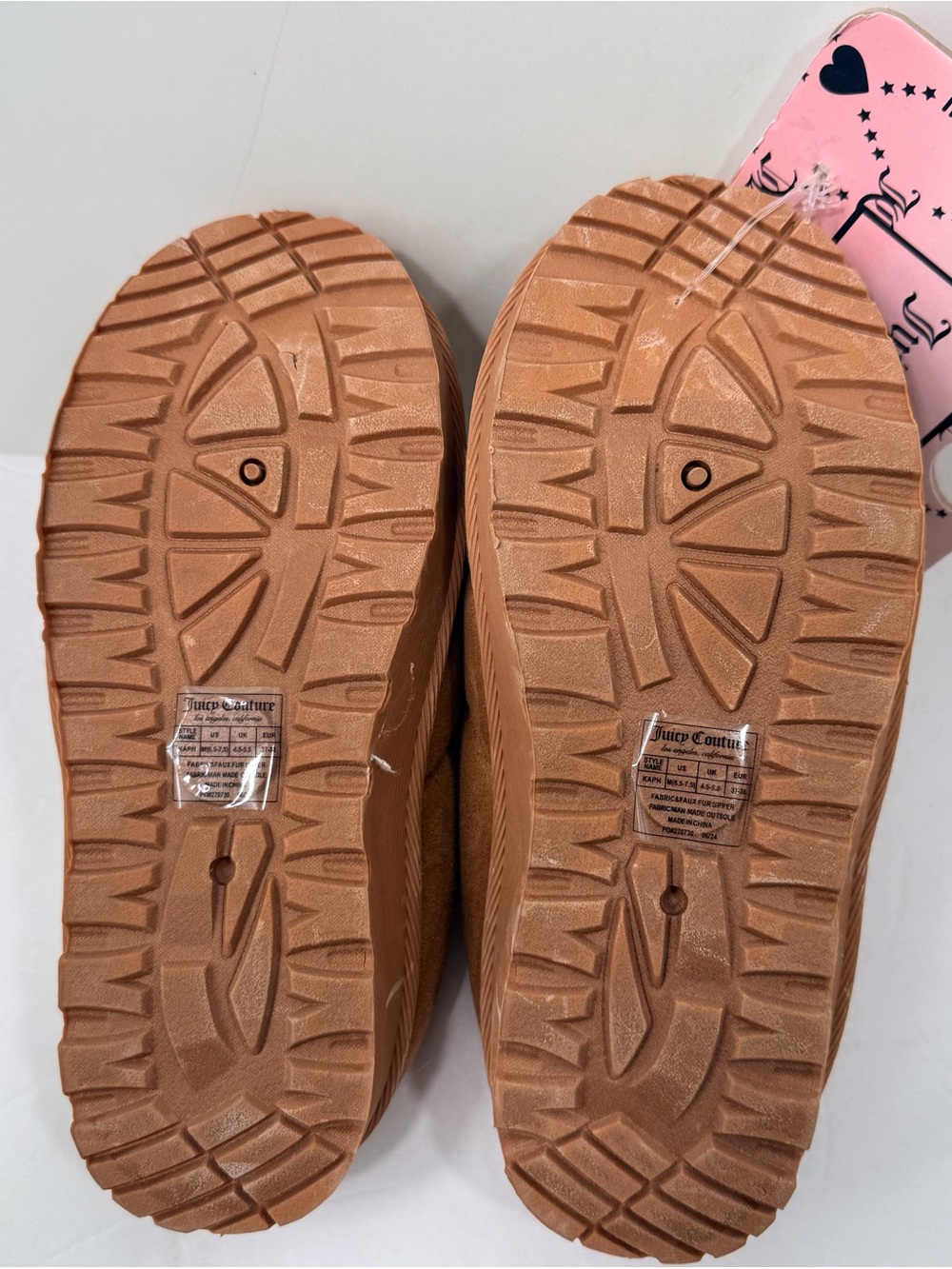 Juicy Couture Cozy Faux-Suede Brown Quilted Slip-On Slippers - Picture 6 of 9